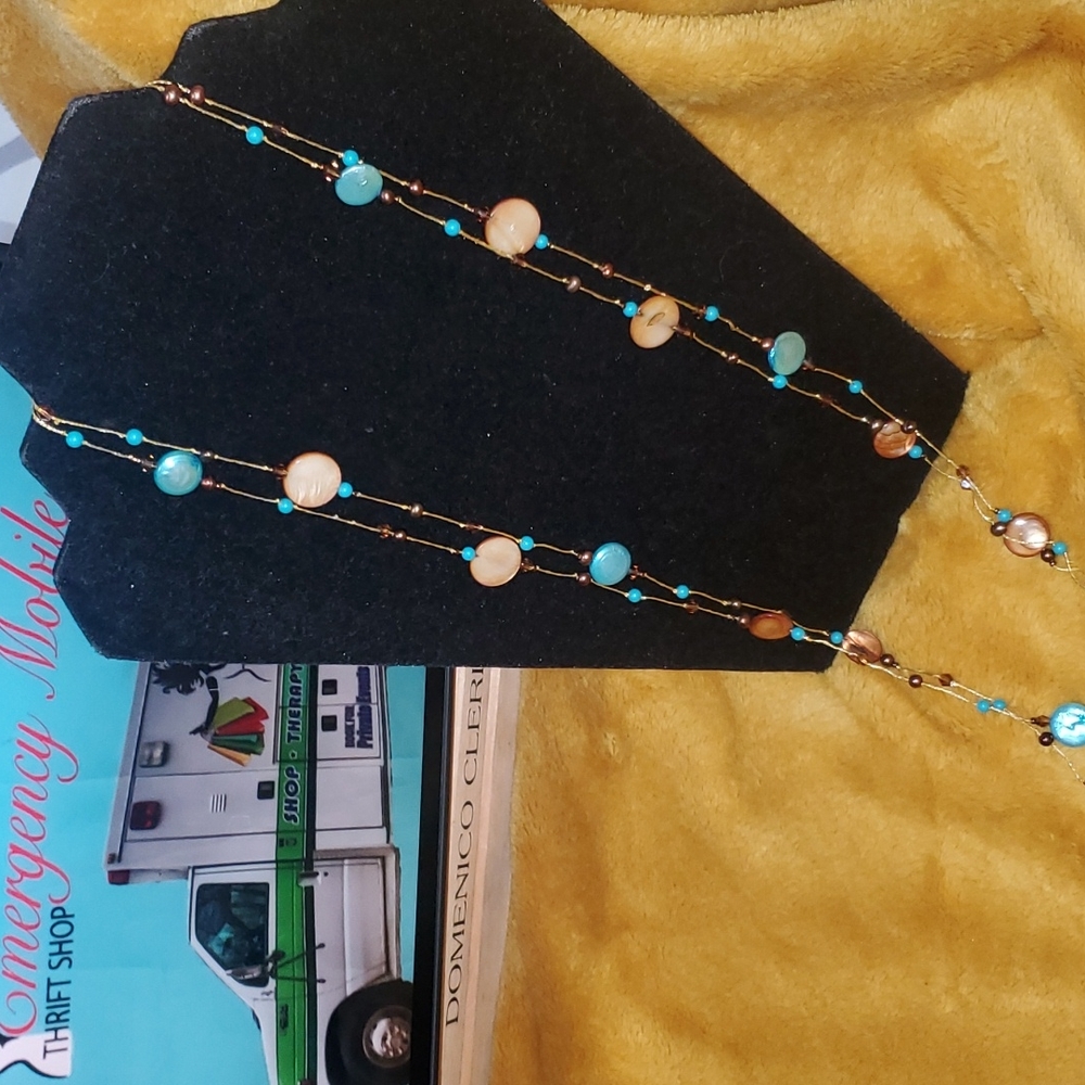 Double Chain Long Statement Necklace - image 1